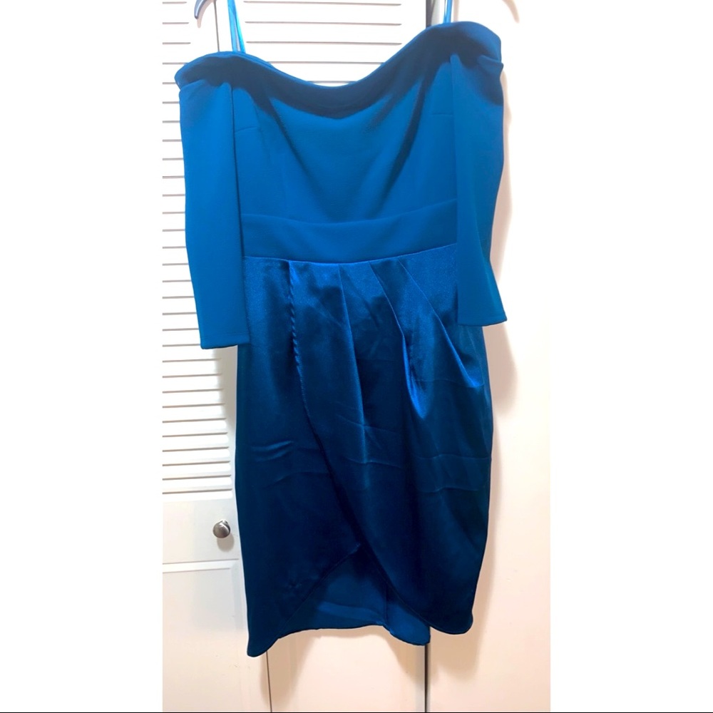 Off the shoulder satin mini dress